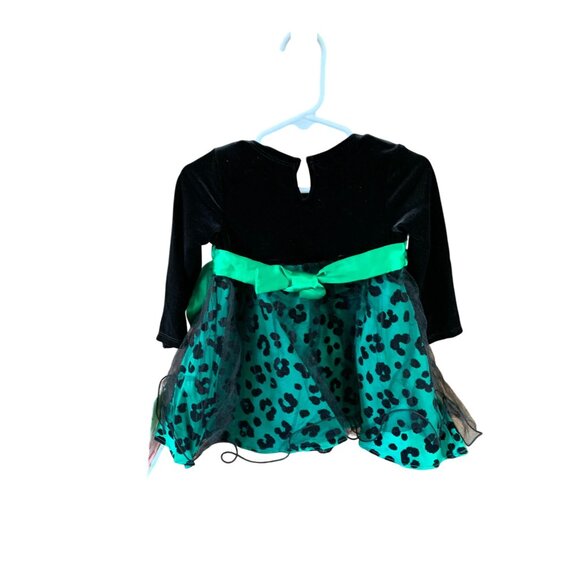 New Bonnie Baby Girls Infant Baby 12 Month Dress Formal Long Sleeve Velvet Anima - Picture 2 of 4